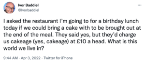 cakeage cake charge restaurants