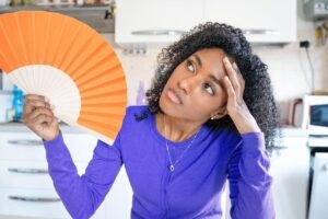 woman with fan