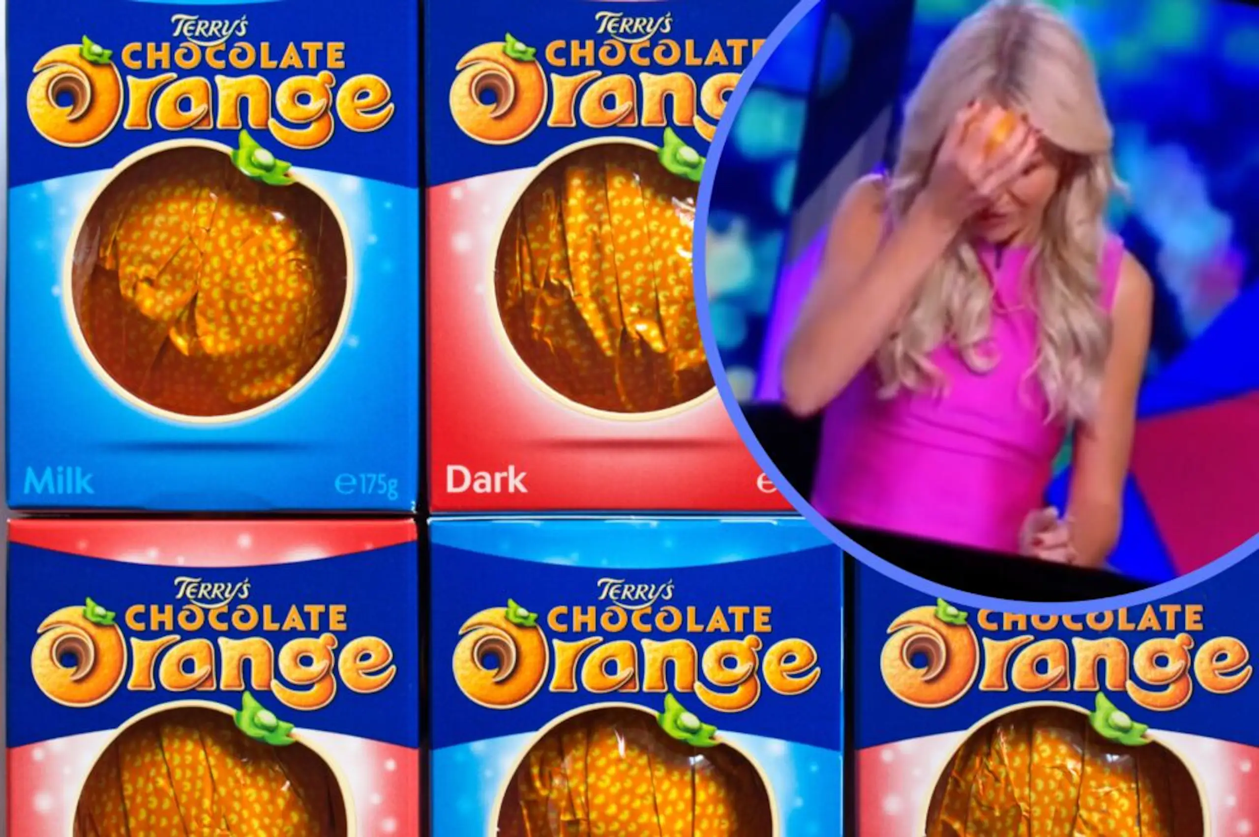 New Zealand TV presenter smashes Terry’s Chocolate Orange on her head