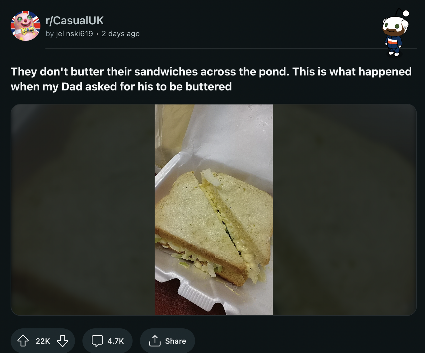 reddit americans butter sandwich brits