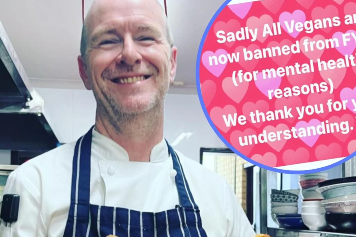 Celebrity chef bans vegans after complaint over plant-based meal