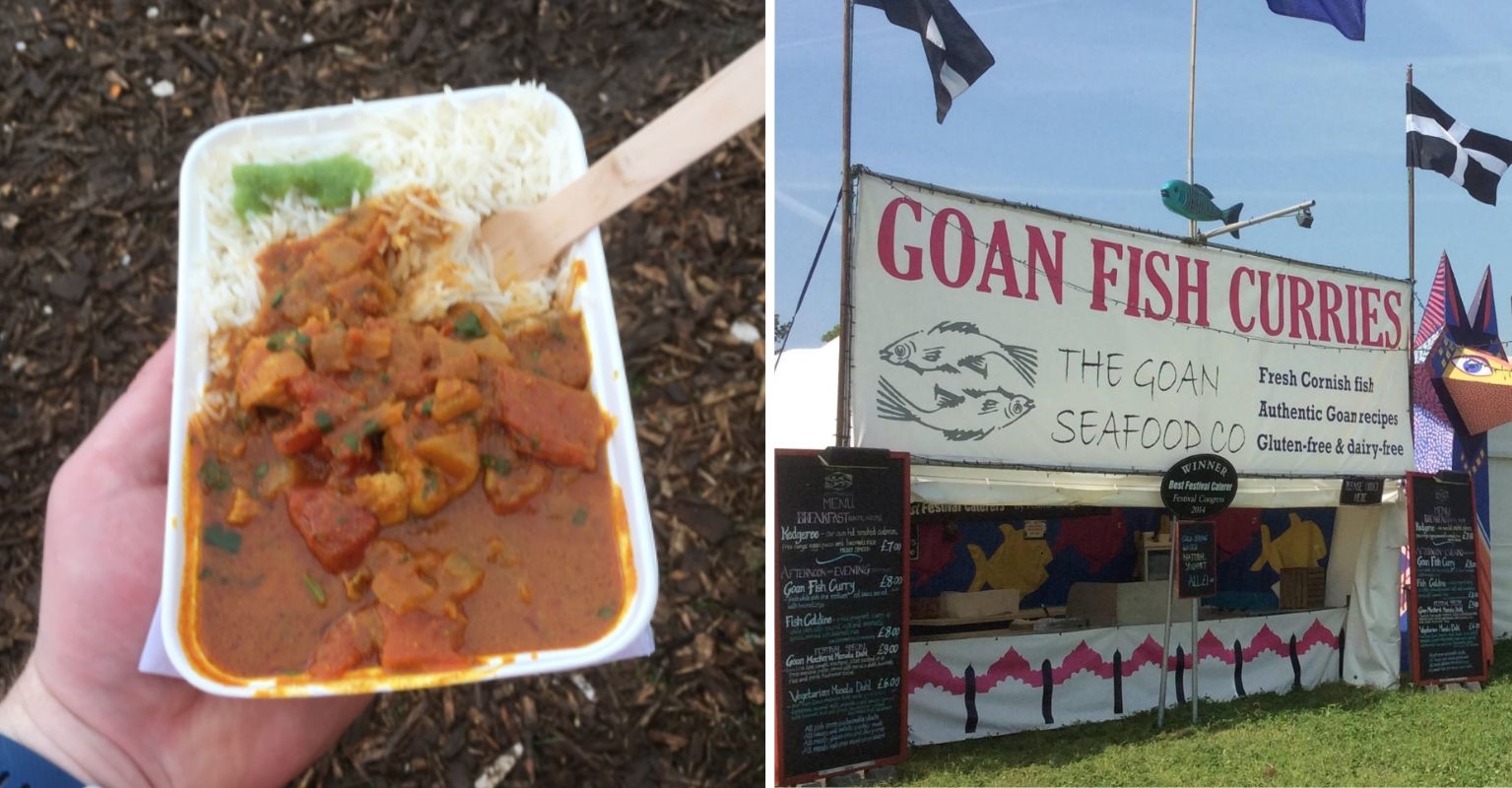 glastonbury festival food what to eat stalls goan fish curry