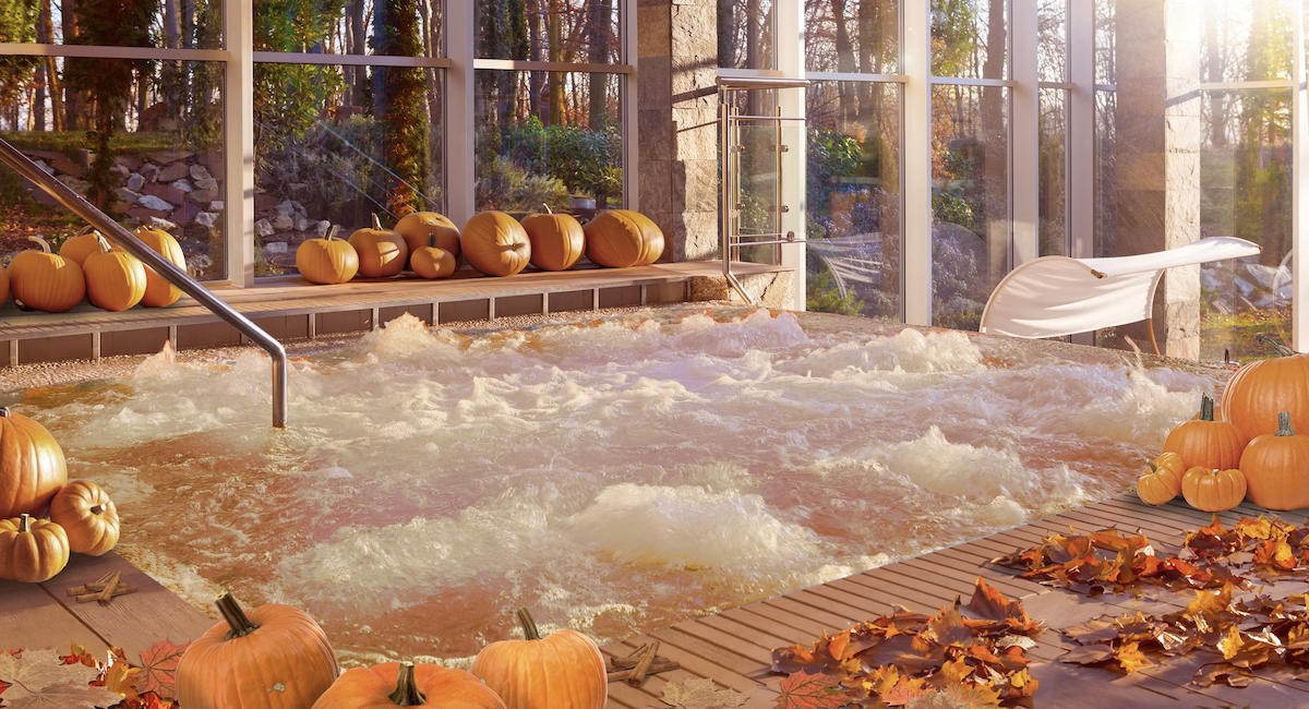 pumpkin spice latte spa day hot tub