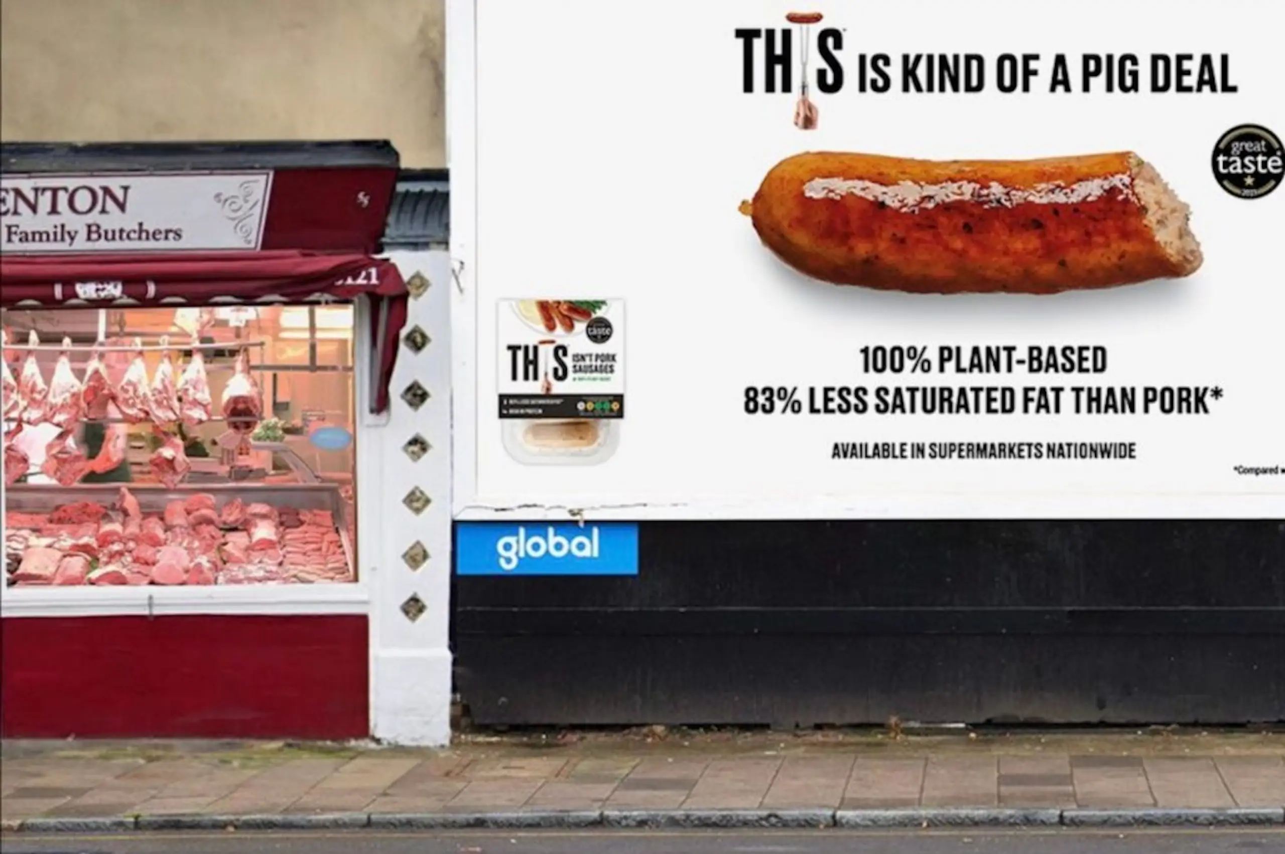 Vegan brand causes a stir after putting advert next to butchers
