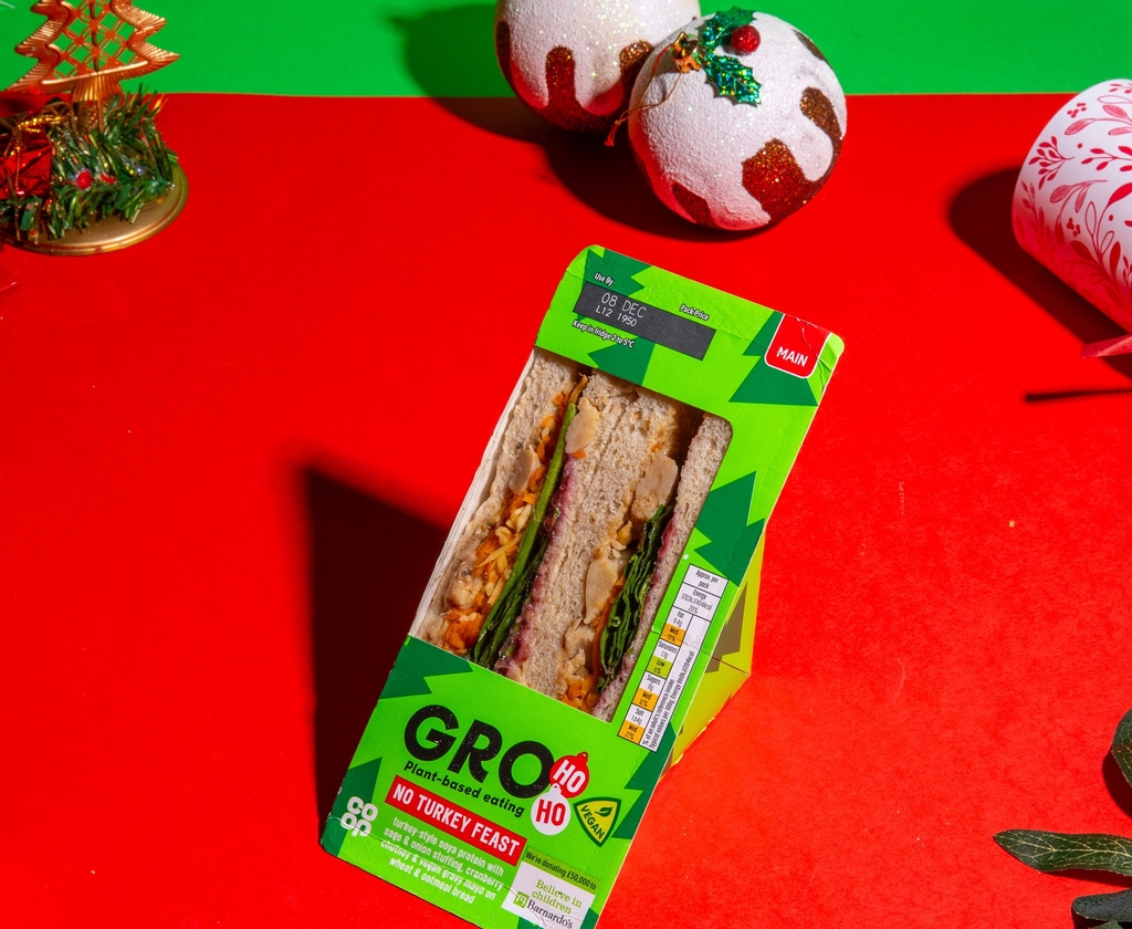 best vegan christmas sandwiches 2023 co-op gro no turkey