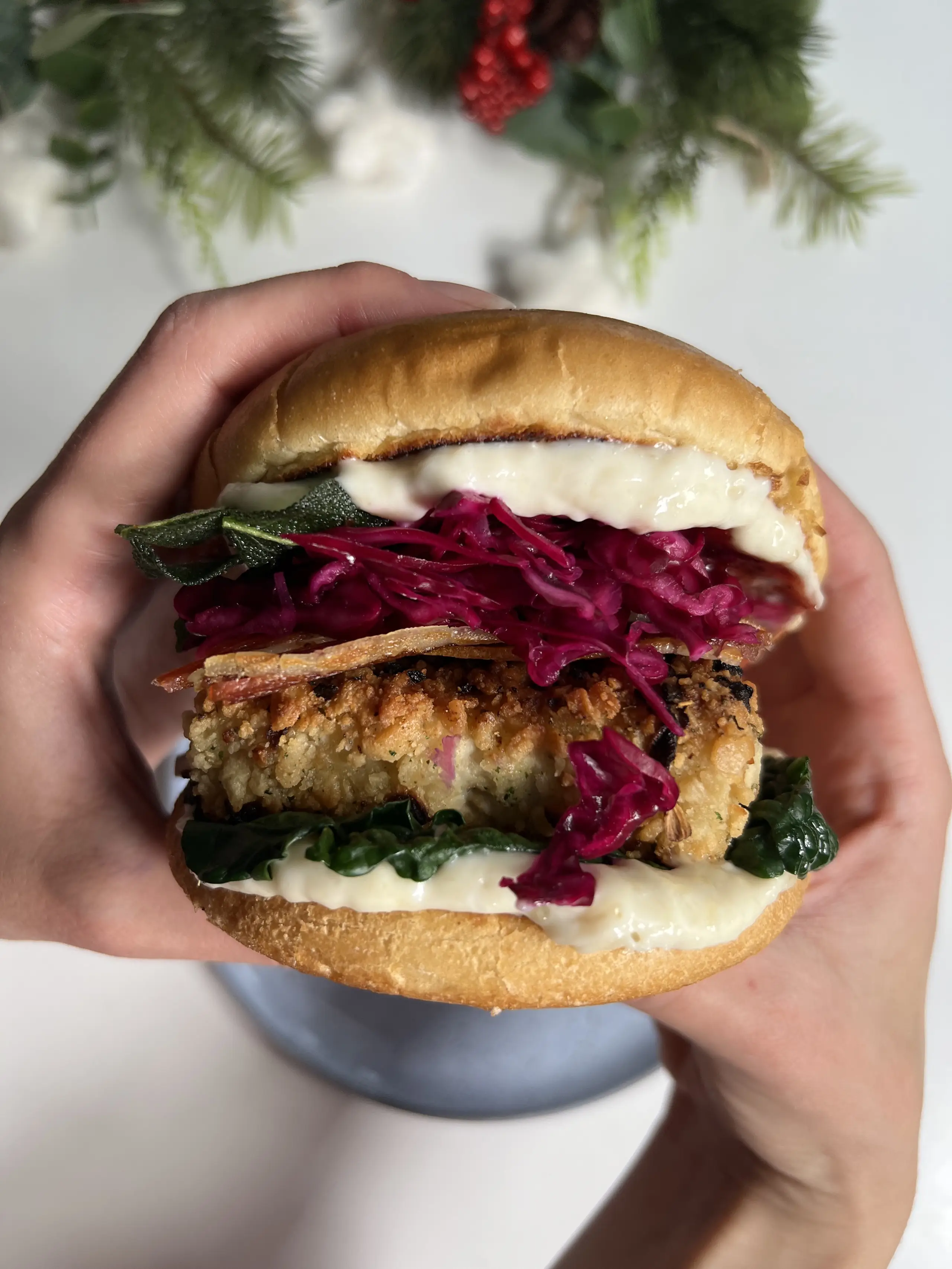 Stuffing Crusted Christmas Burger