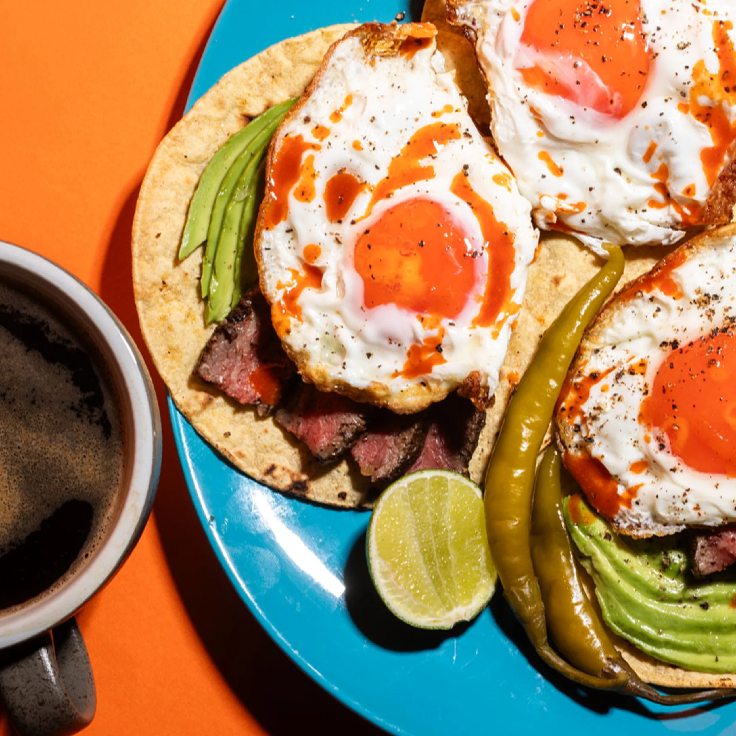Coffee Rubbed Steak & Eggs Tacos