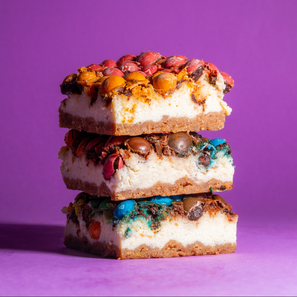 Air-Fried Rainbow Cheesecake Bars