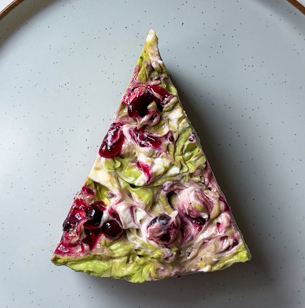 Matcha and Blackcurrant Cheesecake