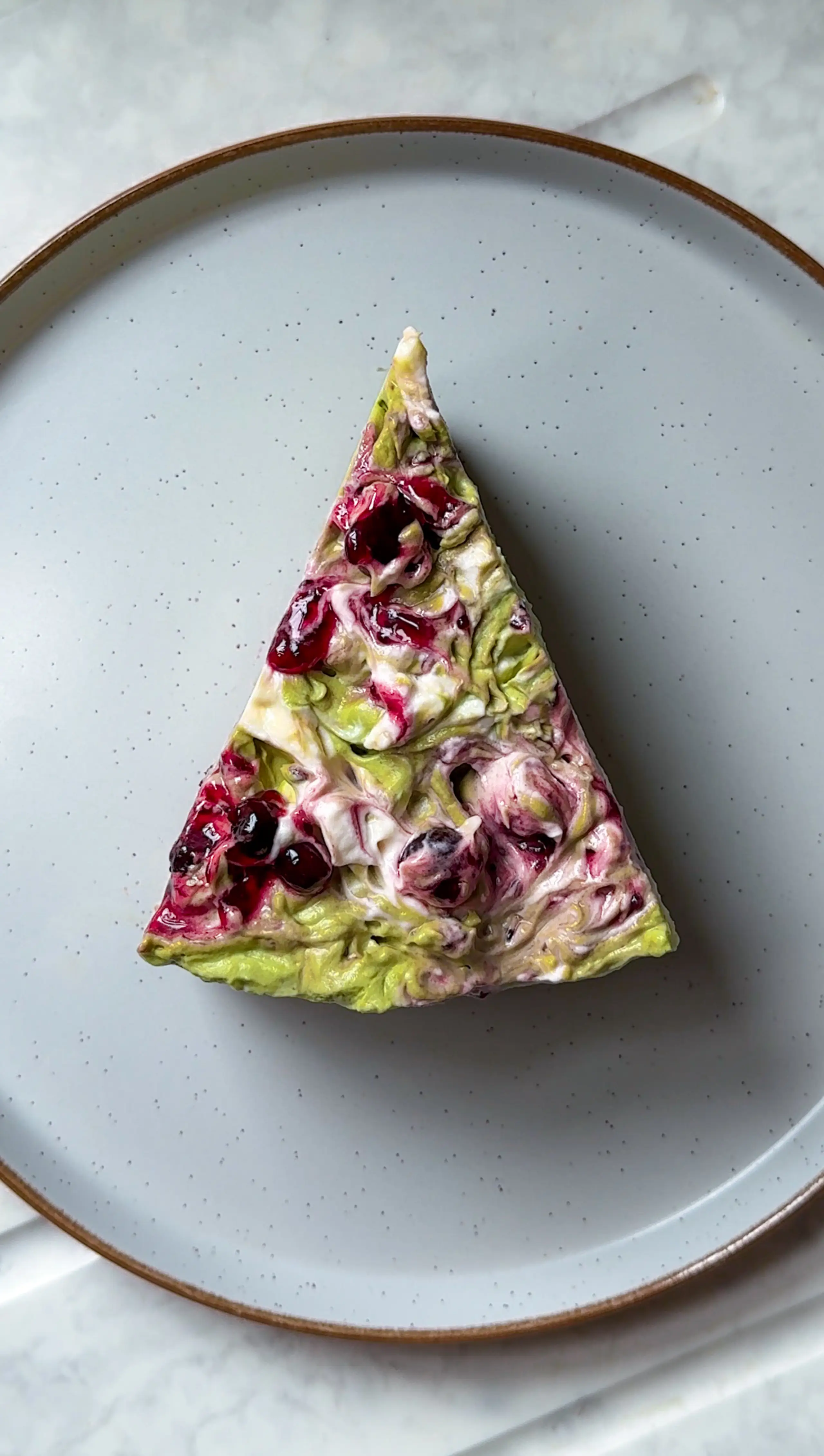 Matcha and Blackcurrant Cheesecake