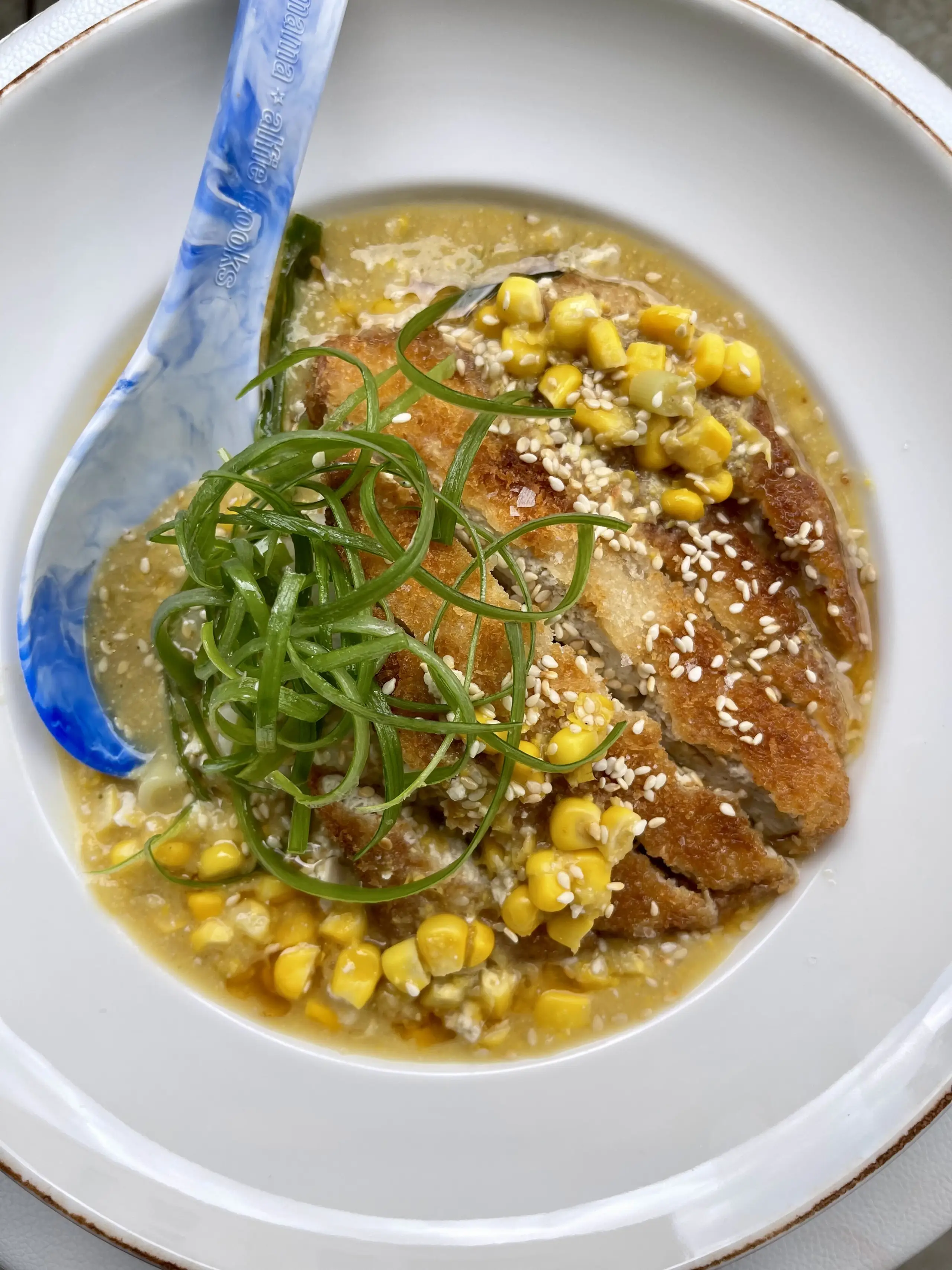 Sweetcorn Soup with Crispy Tofu