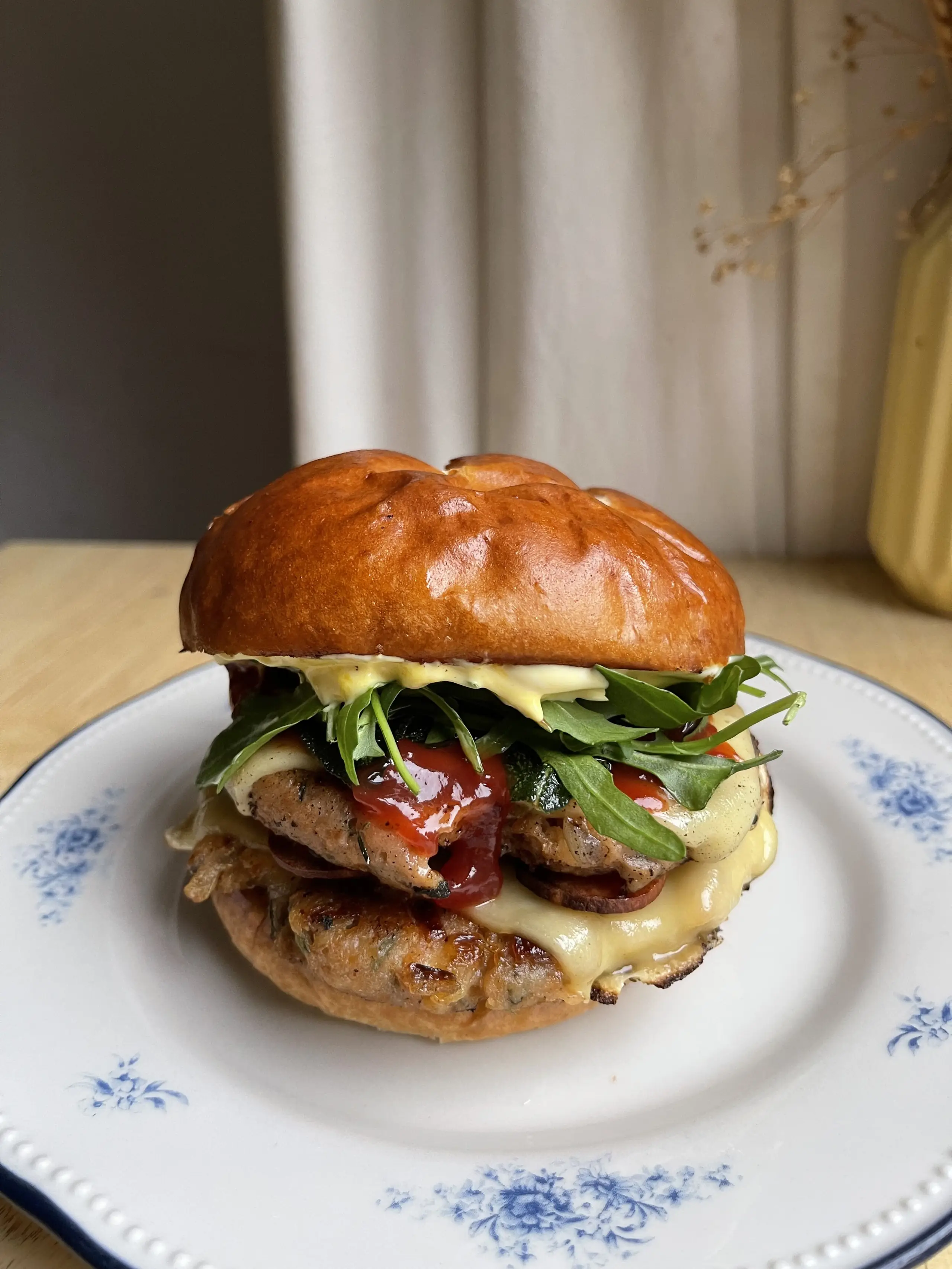 Festive Brunch Burger with Sage and Onion Patties and a Cranberry Ketchup