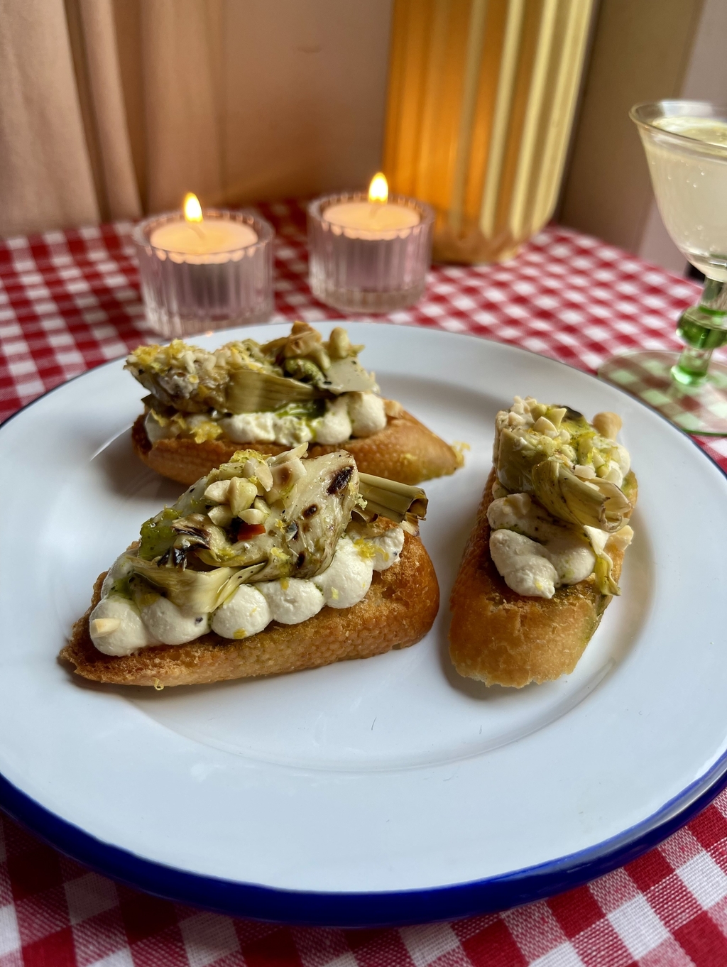 Grilled Artichoke Crostini 