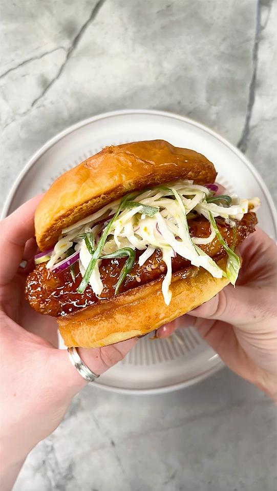 Air Fryer Orange Chicken Sandwich