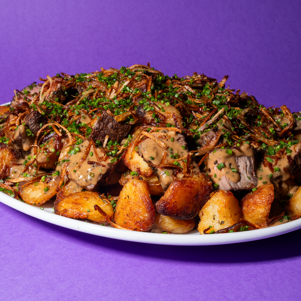 Steak au Poivre au Roast Potatoes 