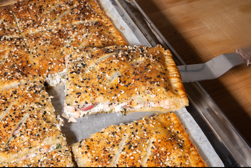 Salmon Bagel Sheet Pie