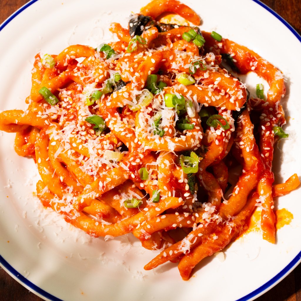 Pici All'Aglione with Gochujang