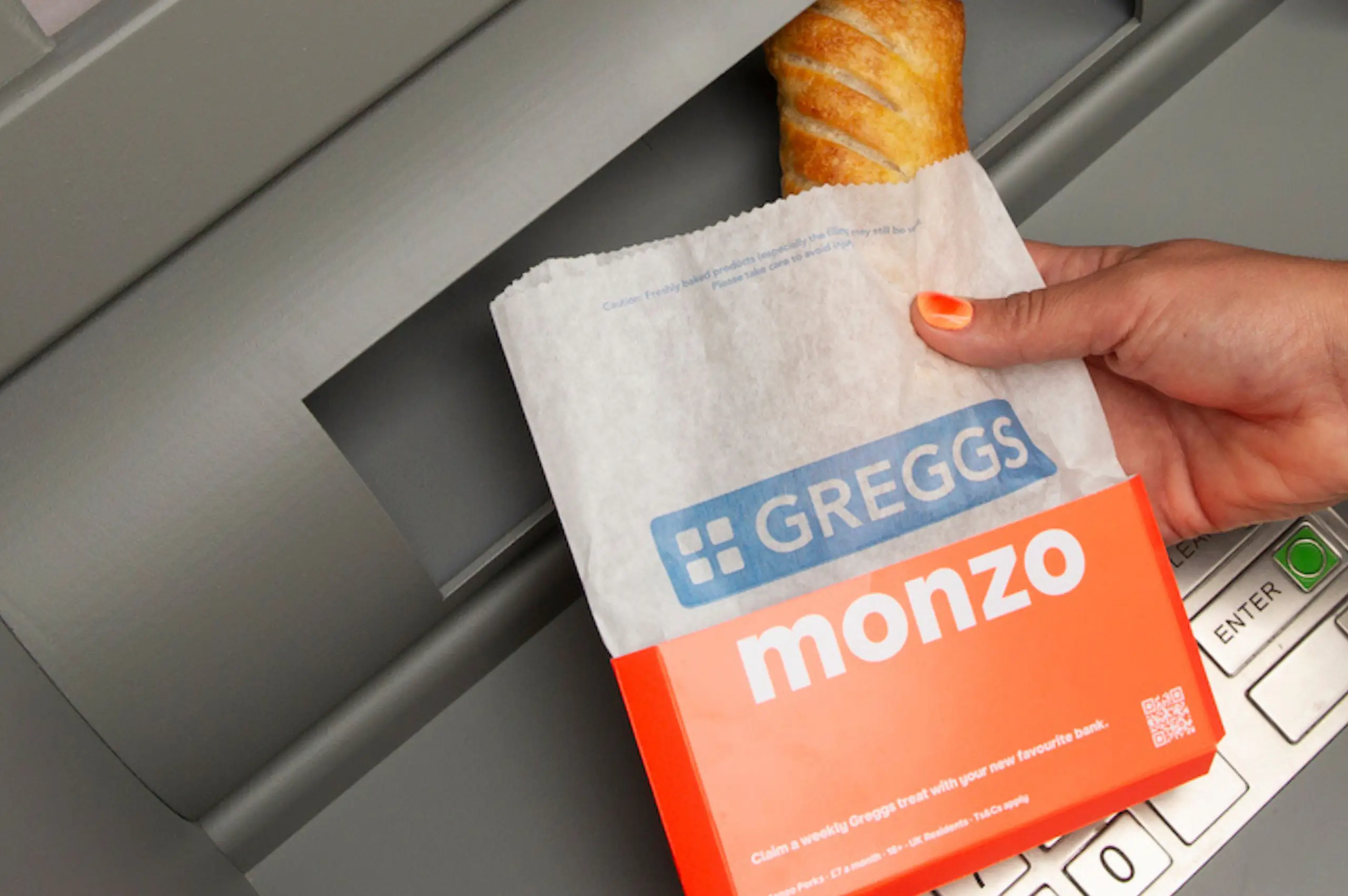 Greggs and Monzo team up to launch ATM that dispenses sausage rolls instead of money