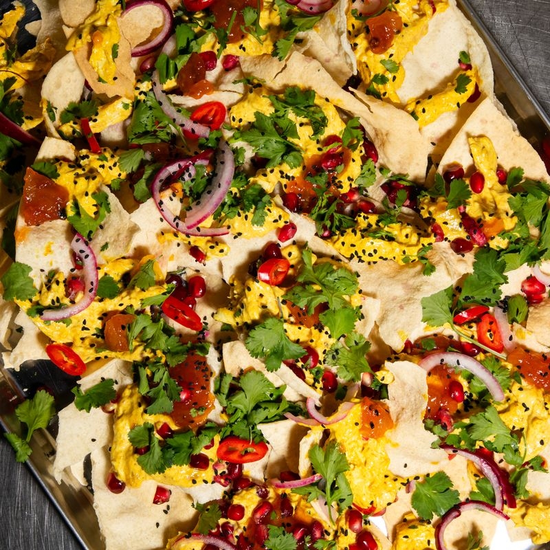 Coronation Chicken Poppadom Nachos