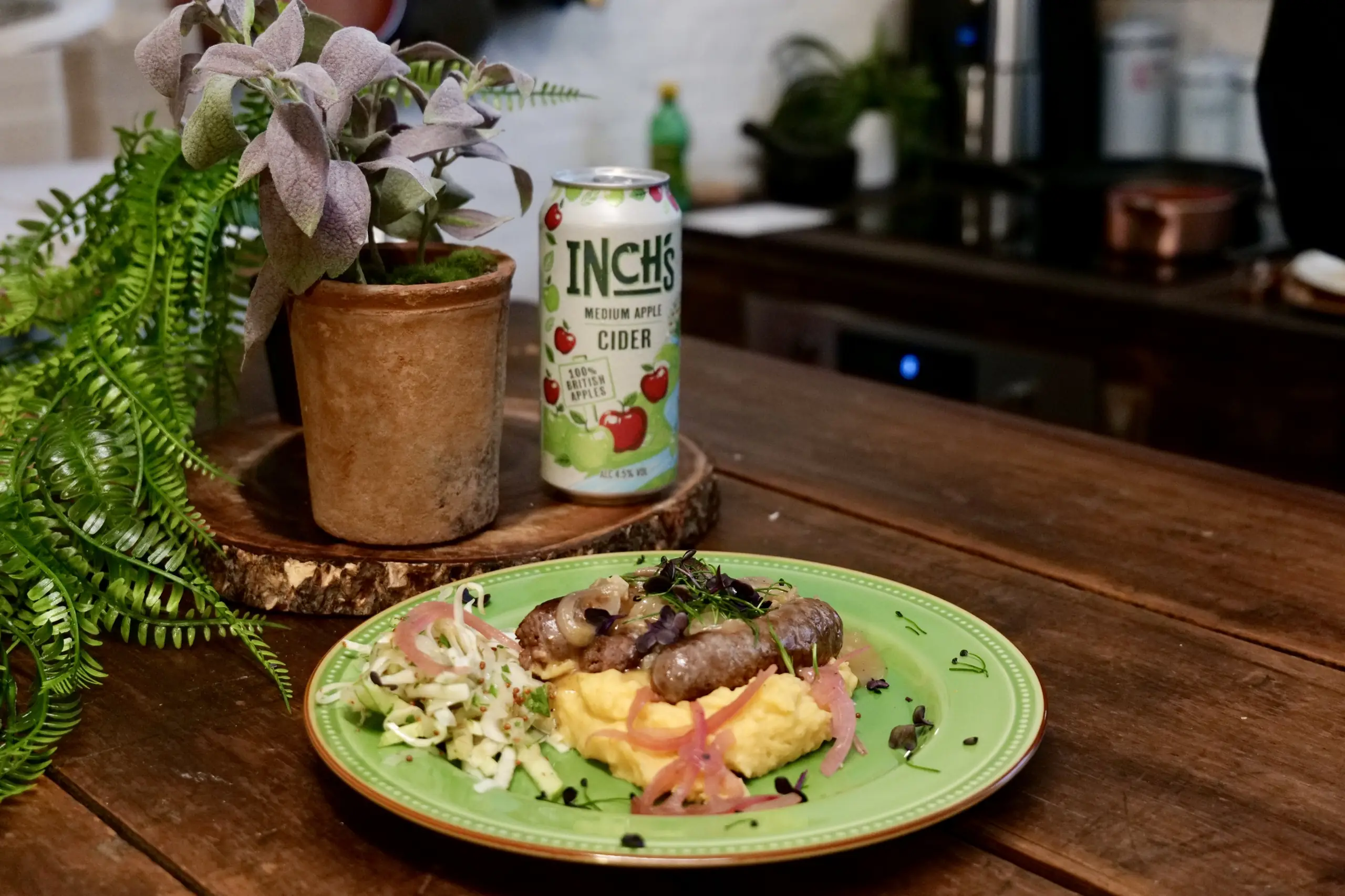 Suzie Bakos' Makanek Sausages & Mash with Inch's Gravy