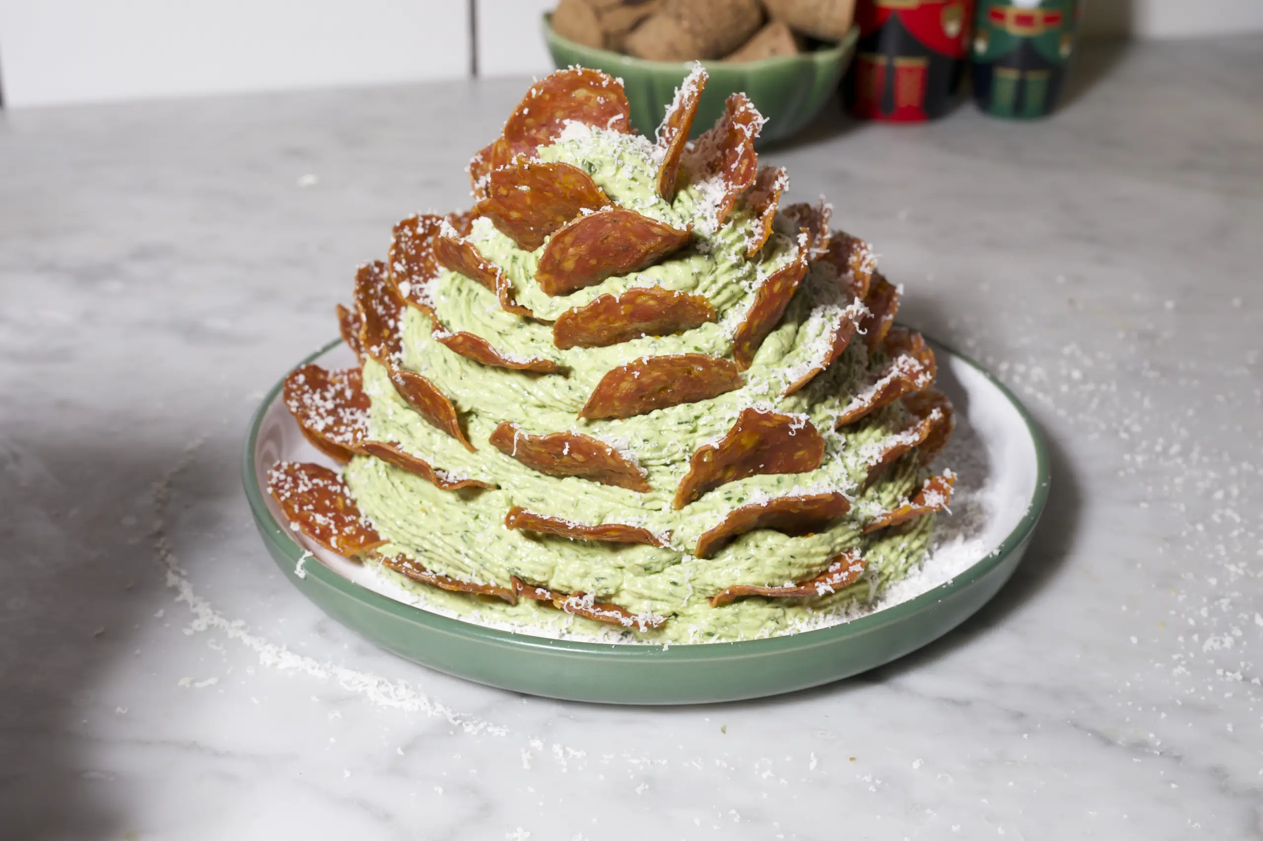 Pesto Cream Cheese Xmas Tree Dip