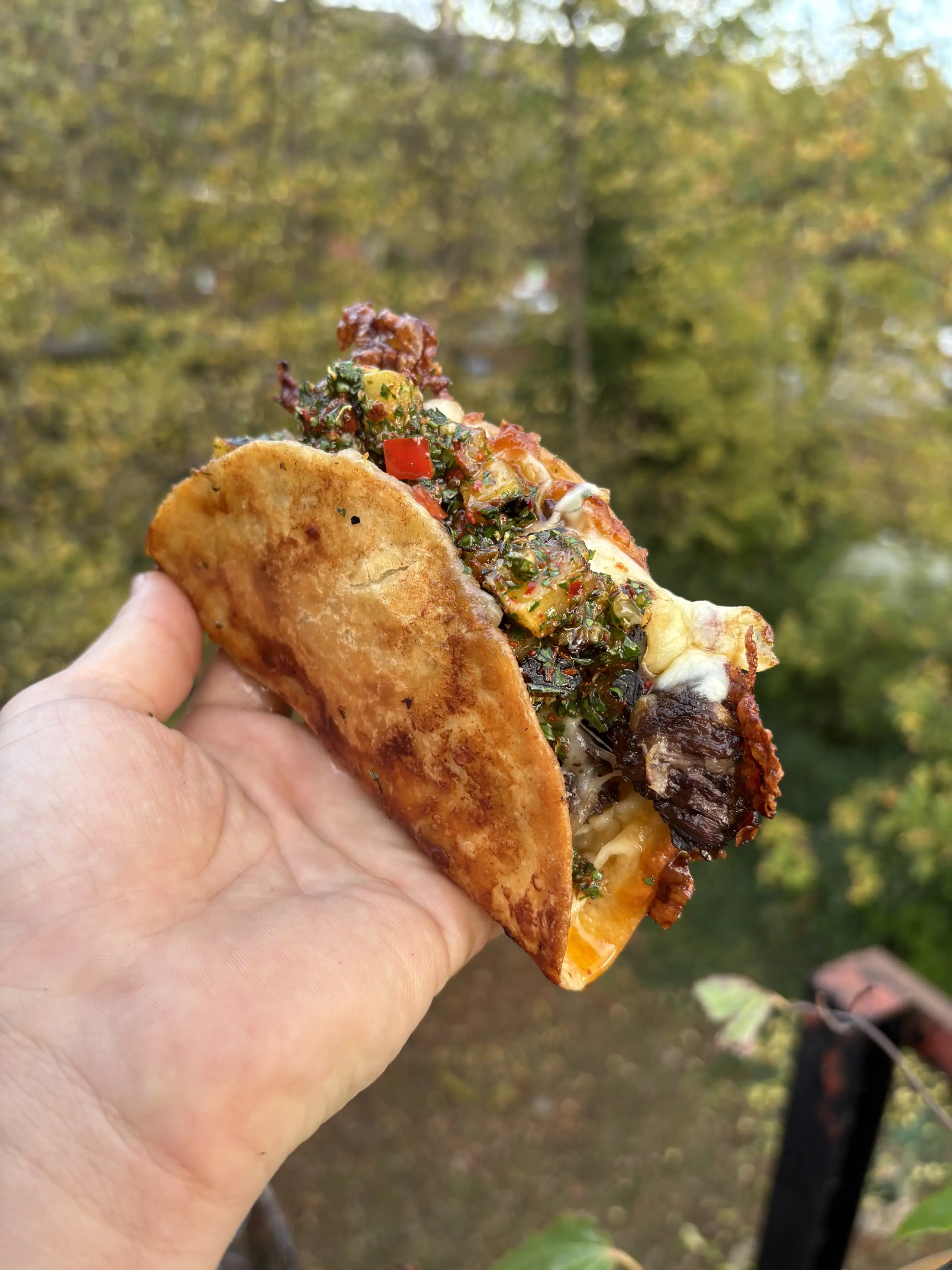 Bavette Steak & Burnt Pineapple Chimichurri Tacos
