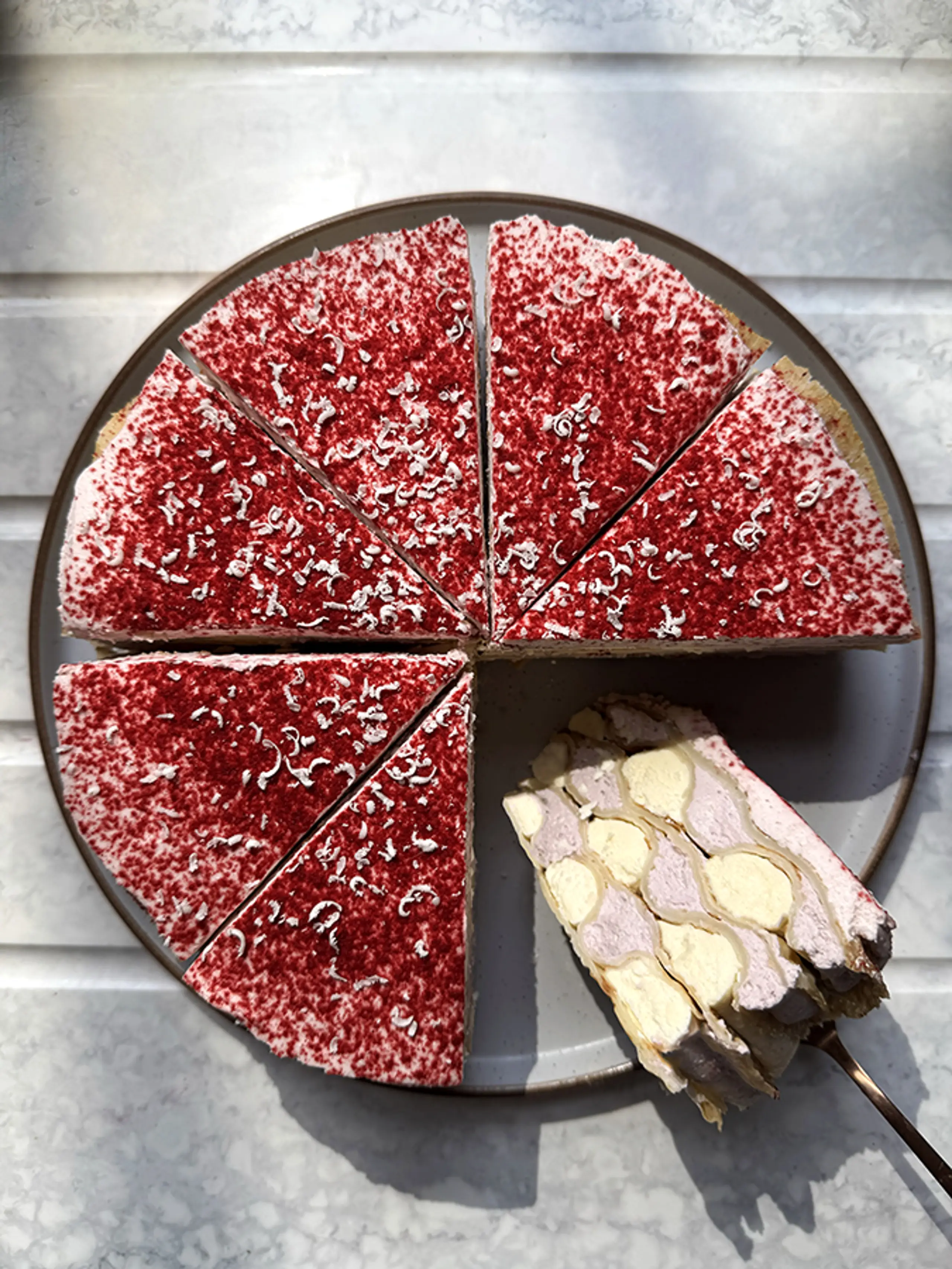 Raspberry and White Chocolate Crepe Cake