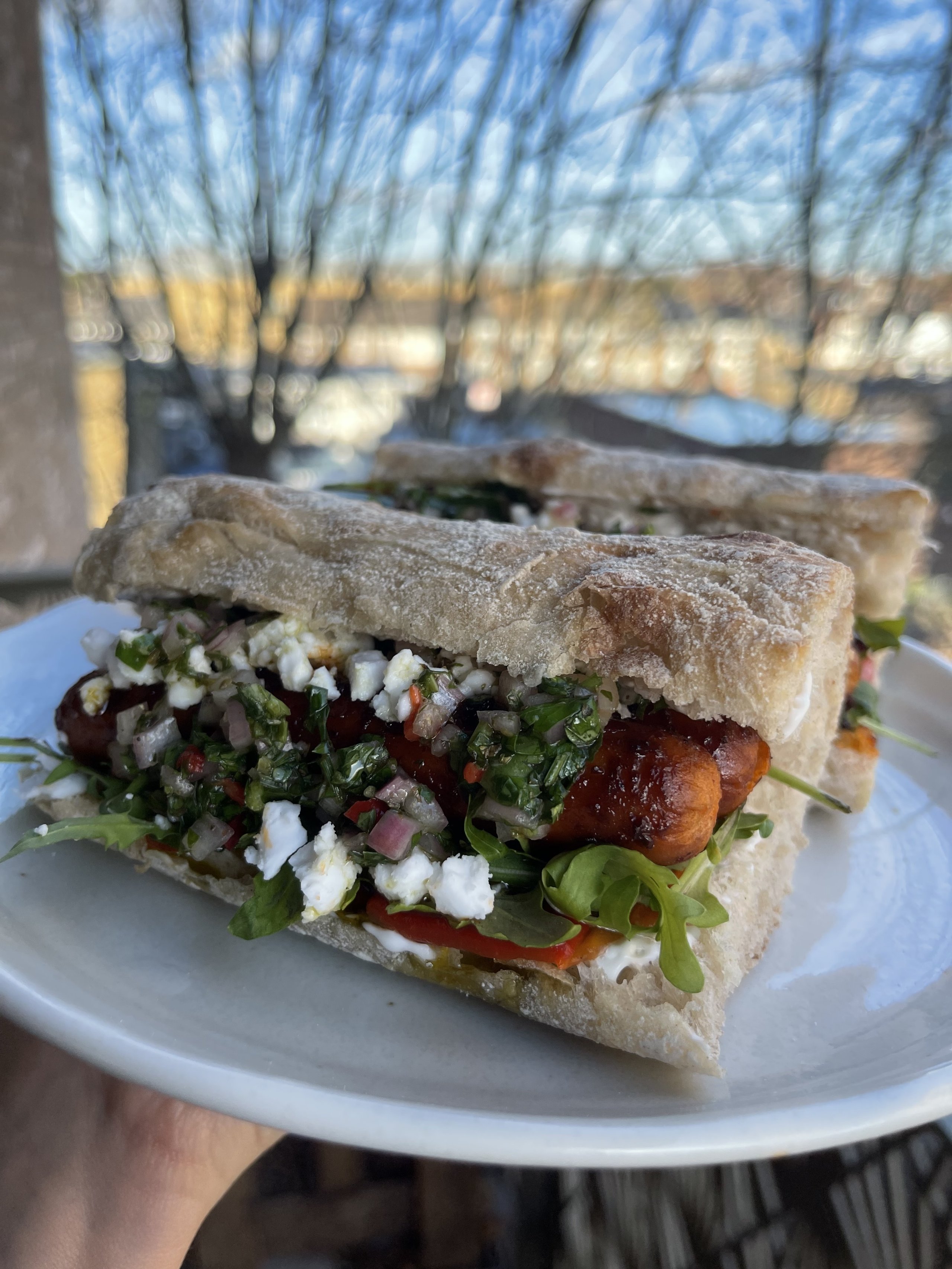 Glazed BBQ Chipotle Hot Dogs with Chimichurri