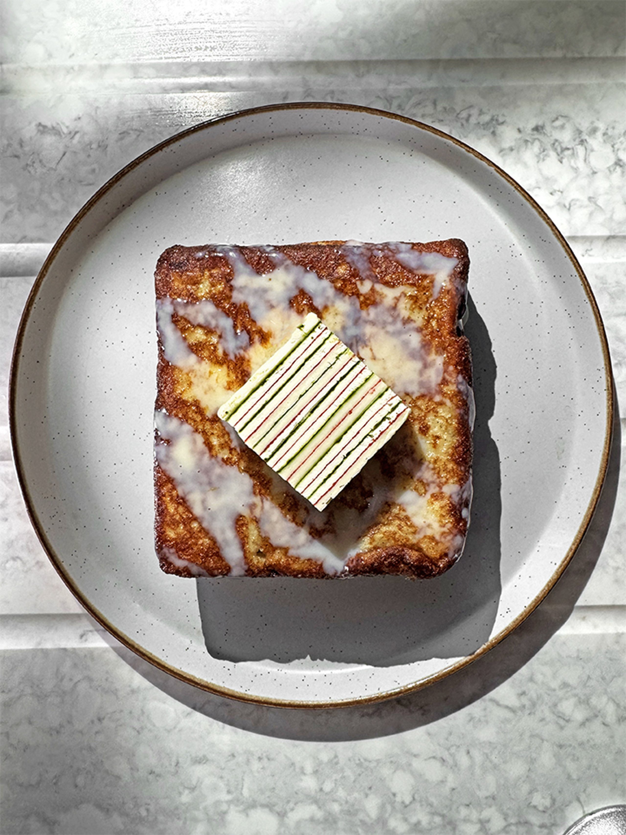 Matcha Strawberry Layered Butter with Hong Kong French Toast