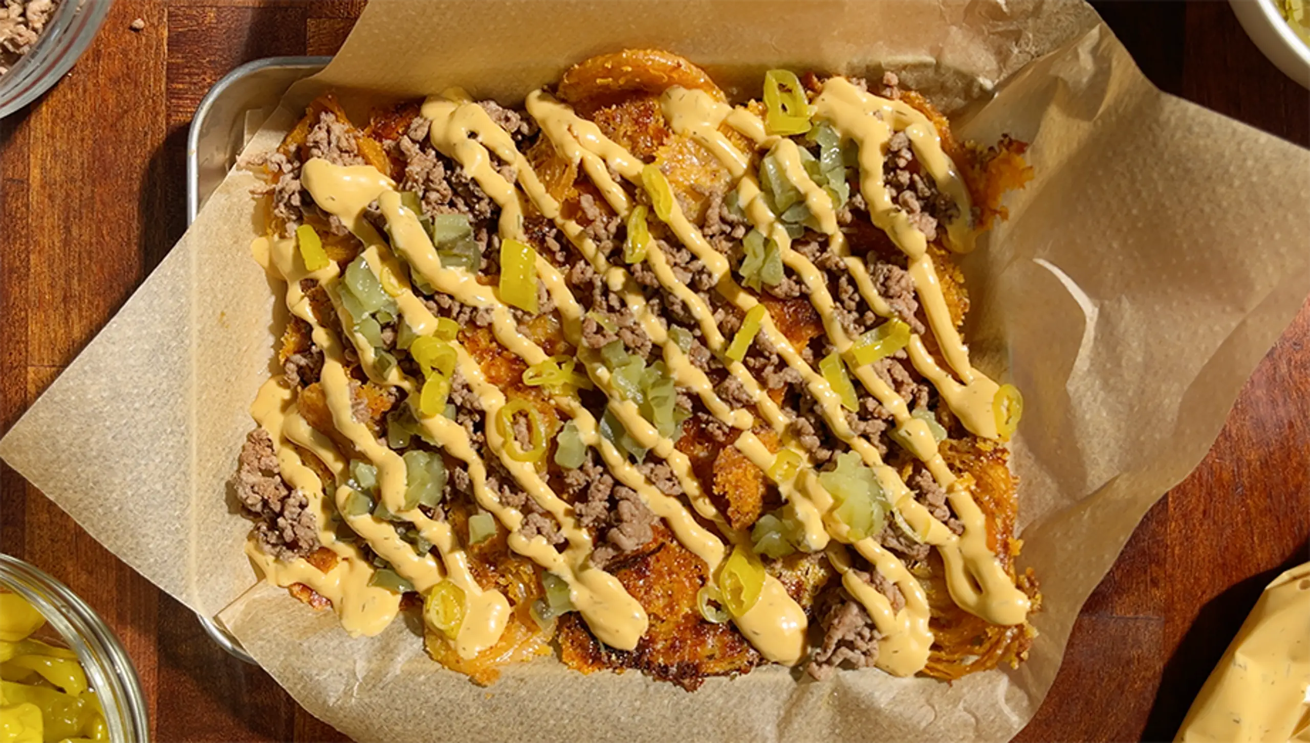 Flying Dutchman Burger Onion Nachos