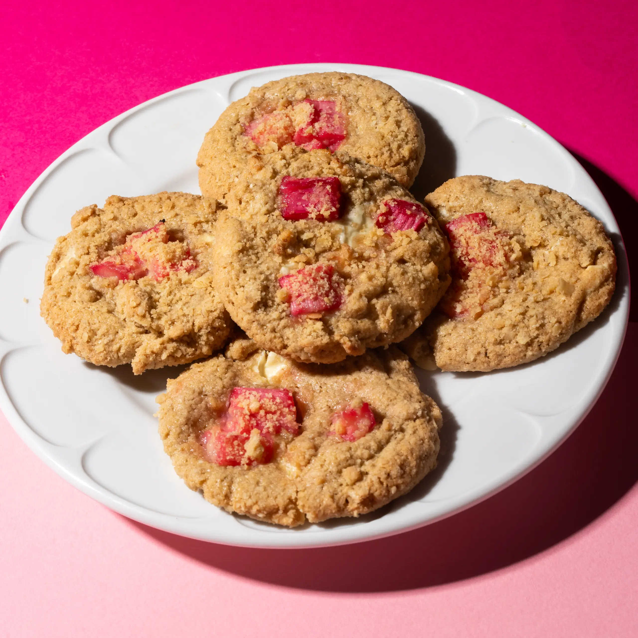 Rhubarb and White Chocolate Crumble Cookie 