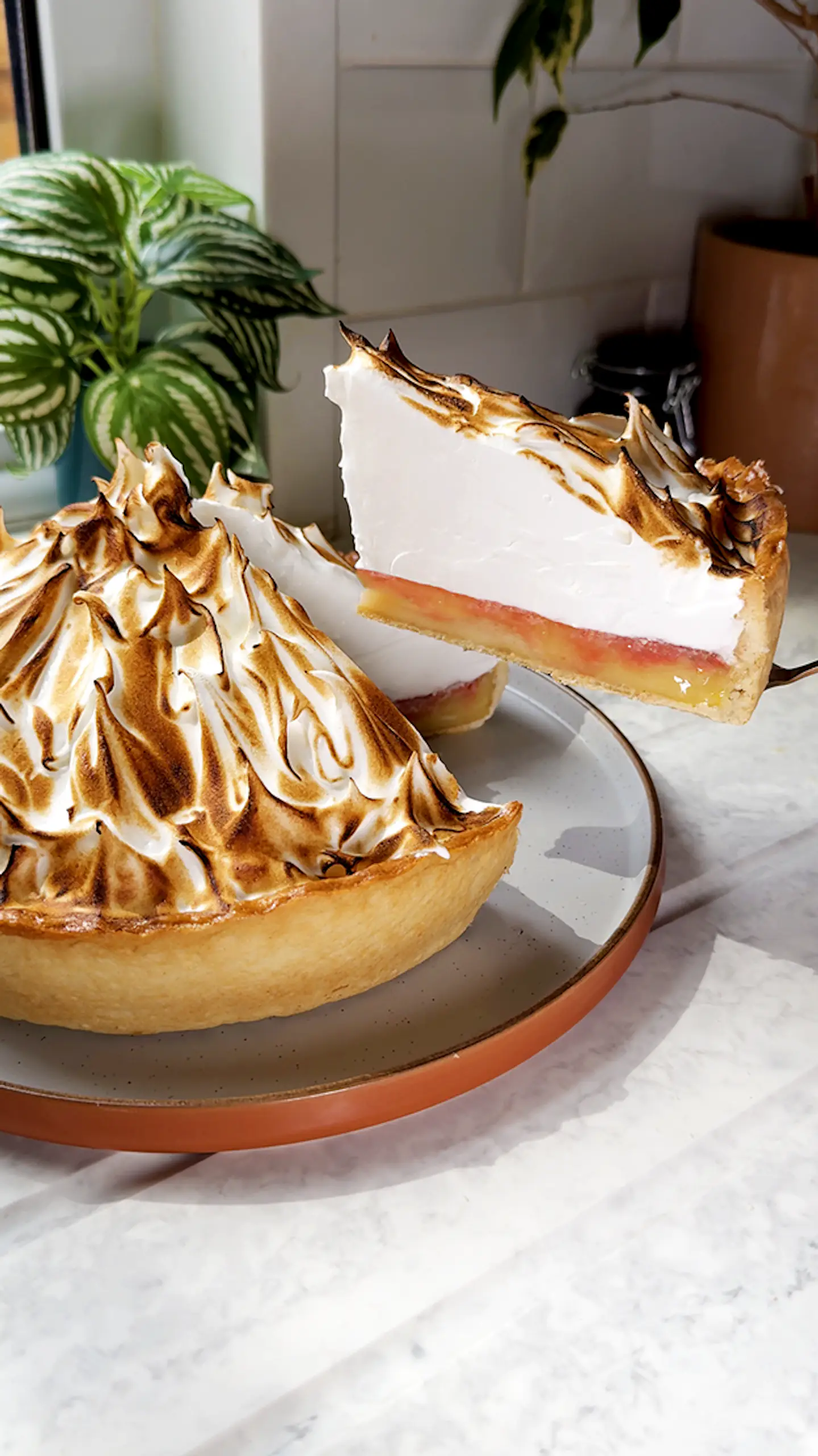 Lemon and Strawberry Meringue Pie 