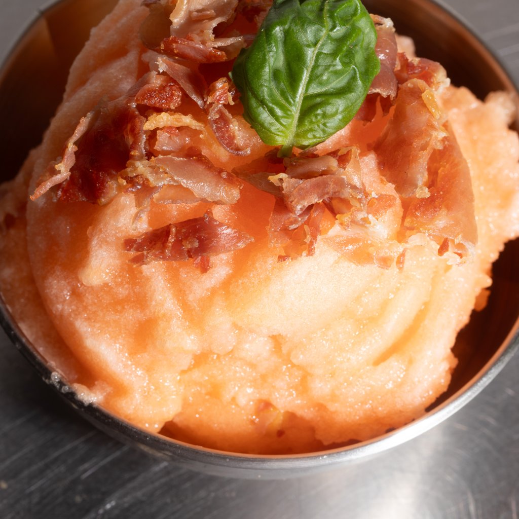 Melon Sorbet with Crispy Parma Ham 