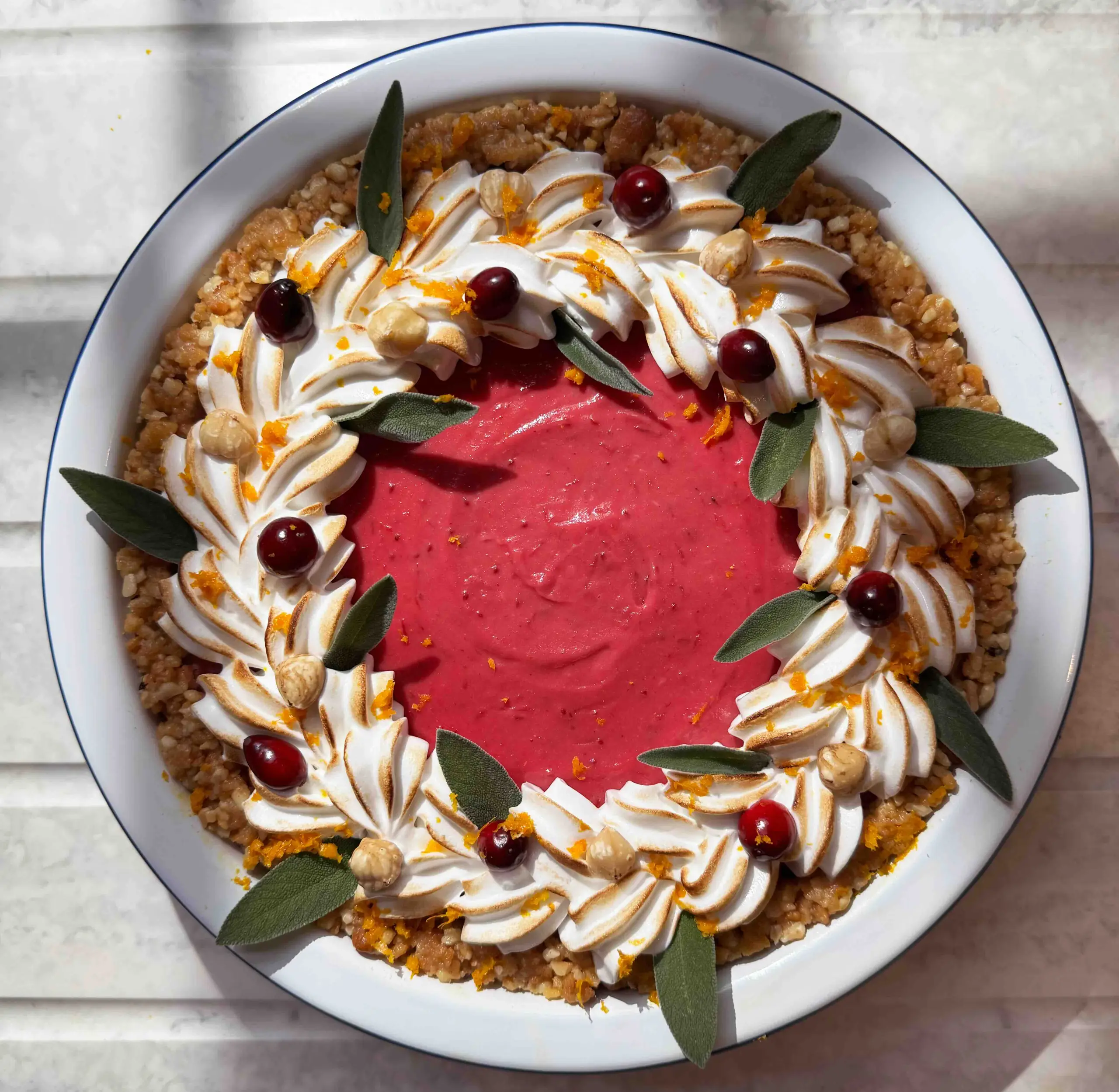 Cranberry & Orange Curd Wreath Tart