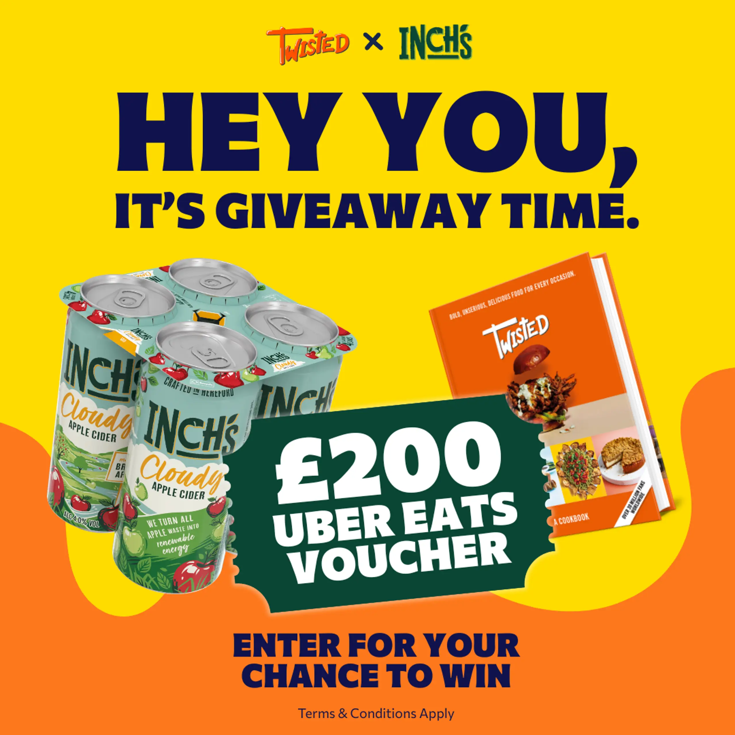 A chance to win £200 Uber Eats Vouchers & more with Inch’s x Twisted