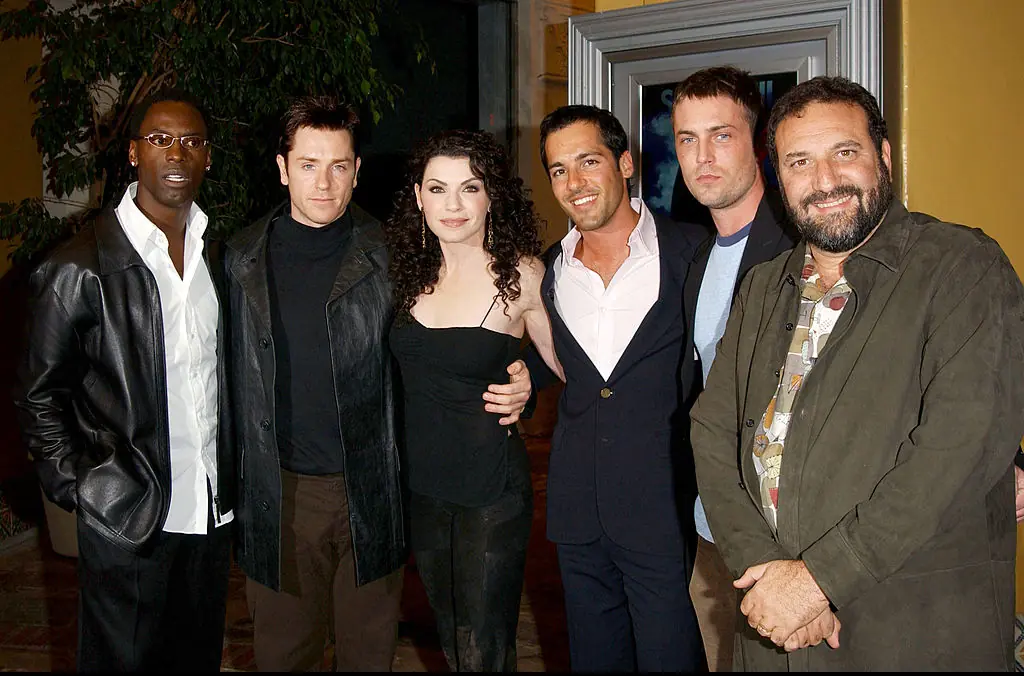 Actors Isaiah Washington, Ron Eldard, Julianna Margulies, Alex Dimitriades, Desmond Harrington and producer Joel Silver attend the premiere of Ghost Ship. Credit: Jon Kopaloff / Getty