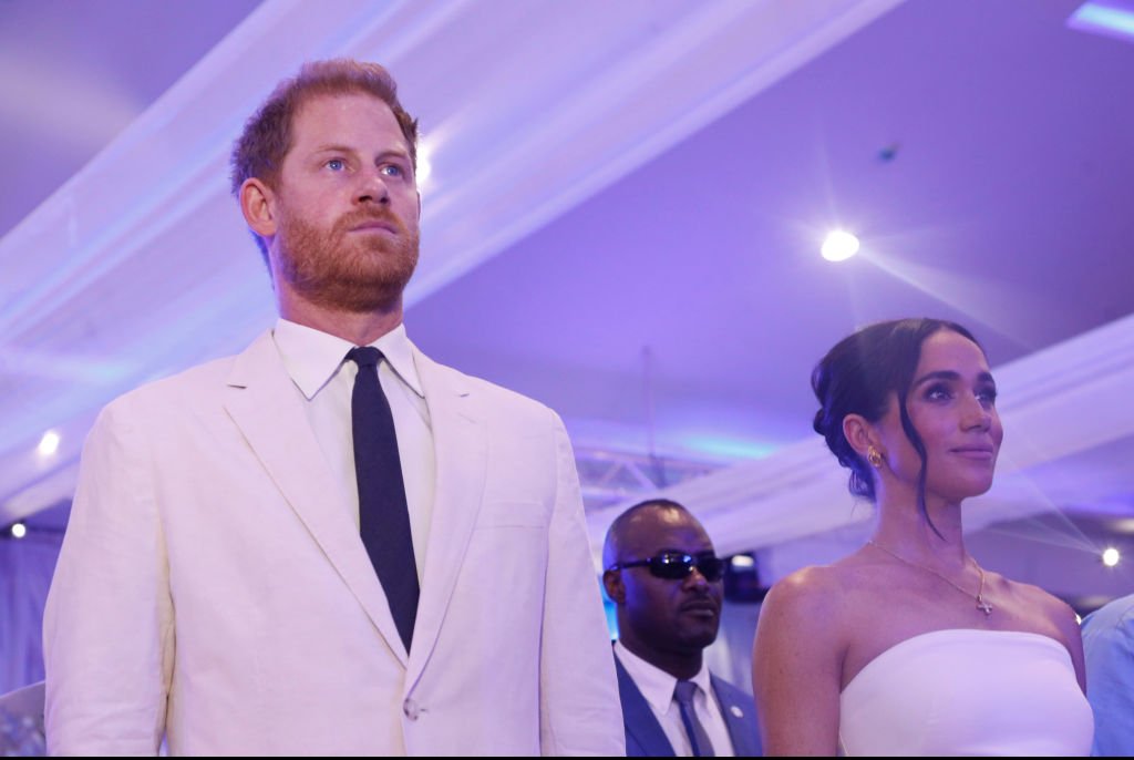 Prince Harry and Meghan Markle at a charity lunch earlier in the day. Credit: Andrew Esiebo / Getty