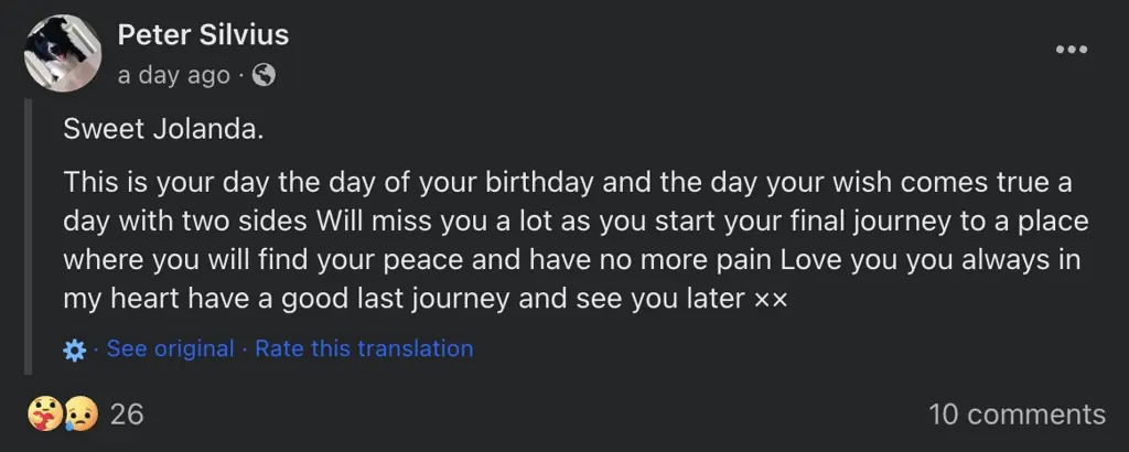 Peter shared a touching tribute on Facebook. Credit: Peter Silvius/Facebook