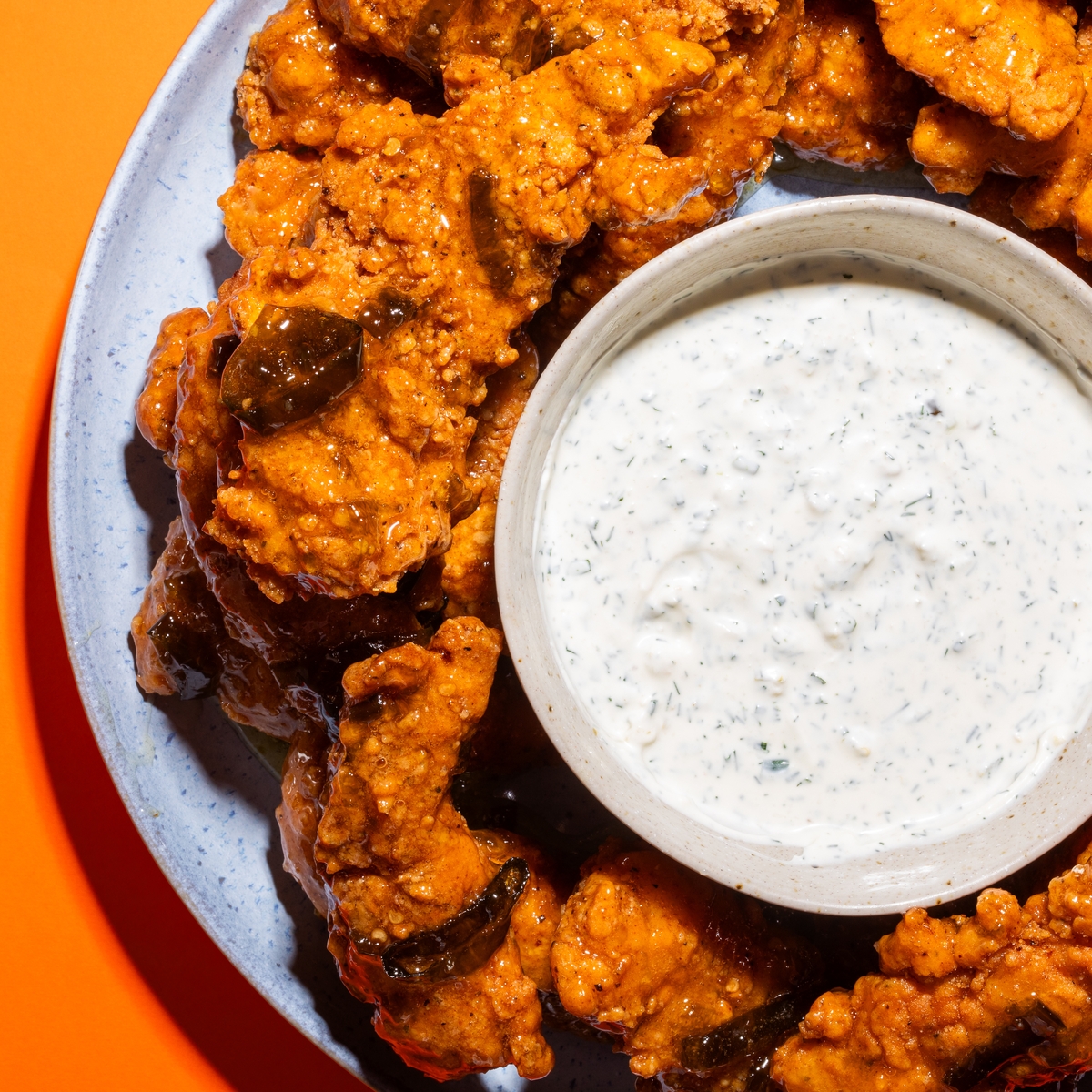 Jalapeno Glazed Tenders with Ranch Crema 