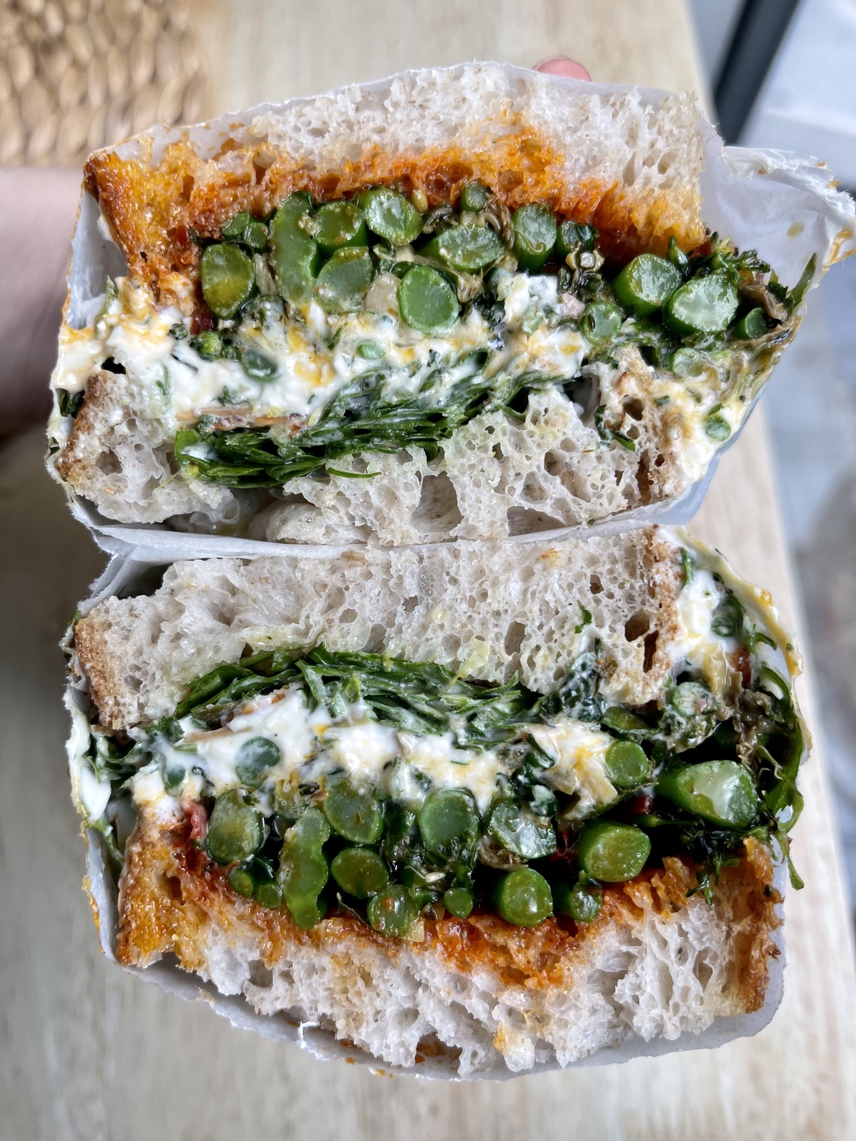 Tenderstem Broccoli, Burrata and Olive Salsa Sandwich