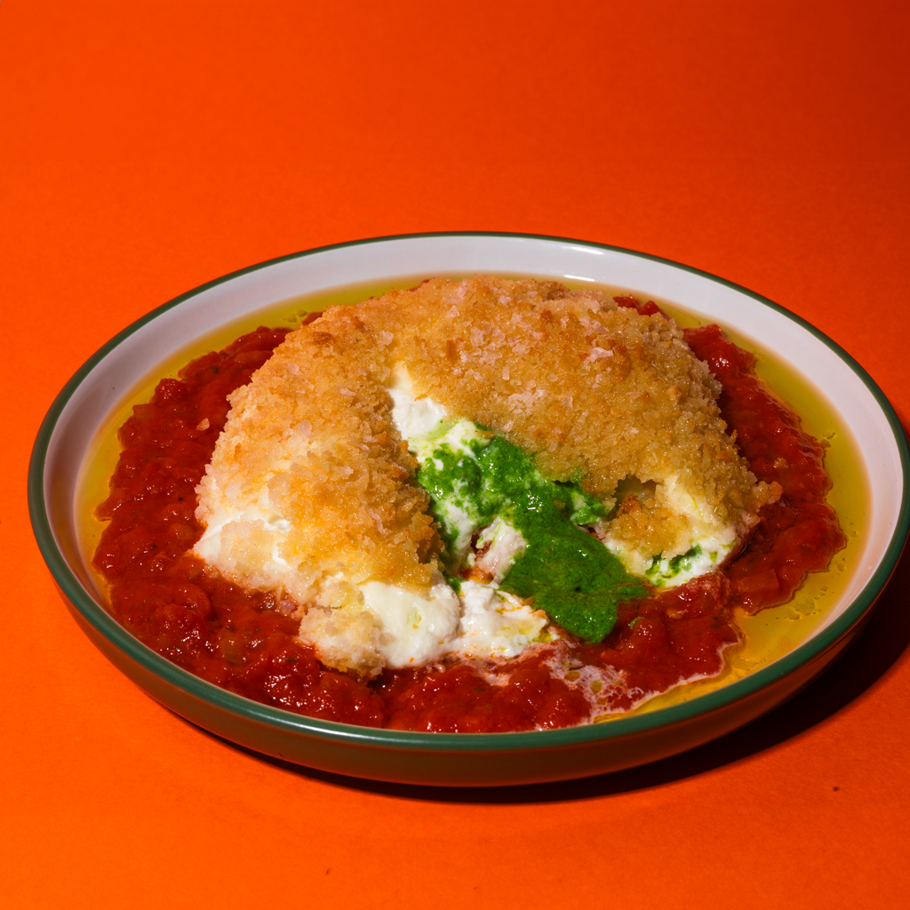 Air Fried Pesto Stuffed Burrata