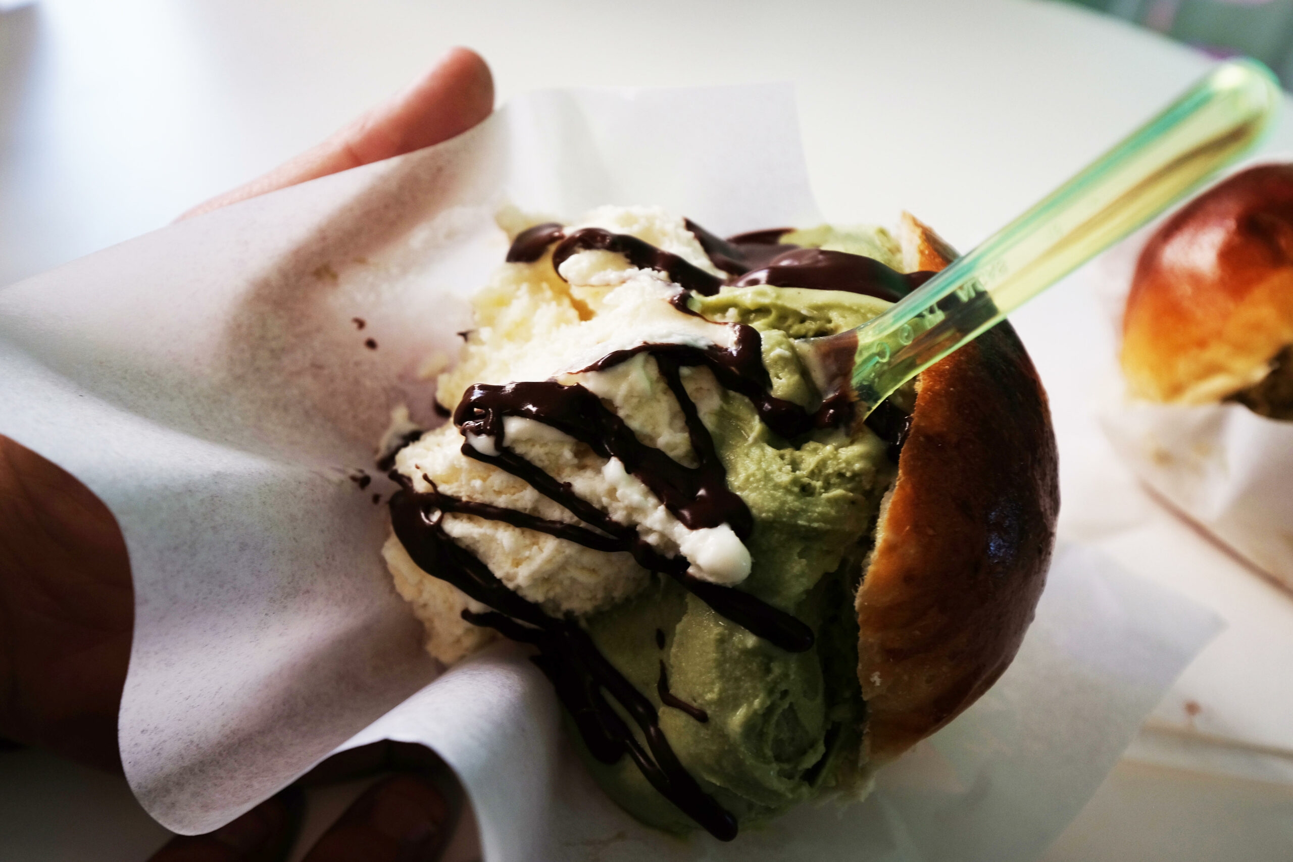 Brioche con gelato best Italian food