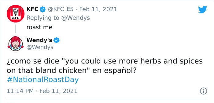 Wendys roast KFC