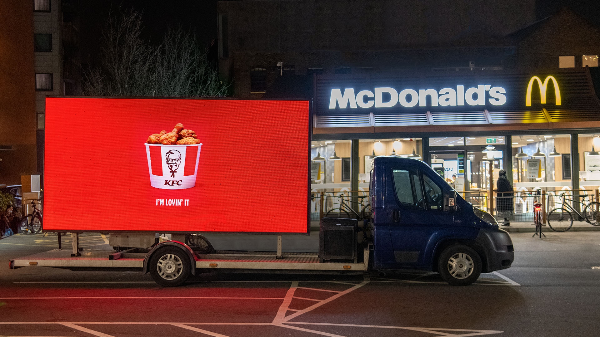 KFC van outside McDonald's