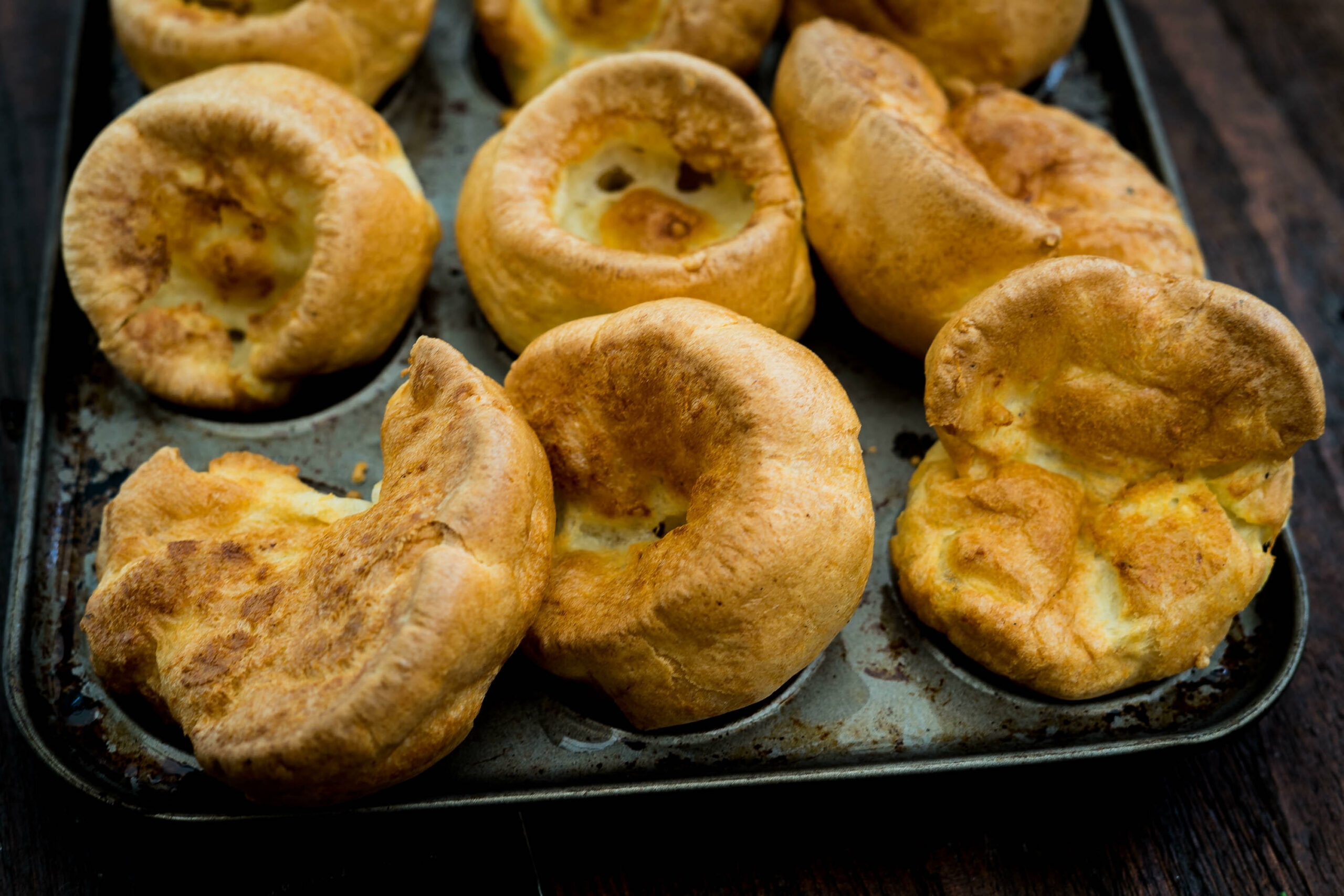 Yorkshire puddings in a tin