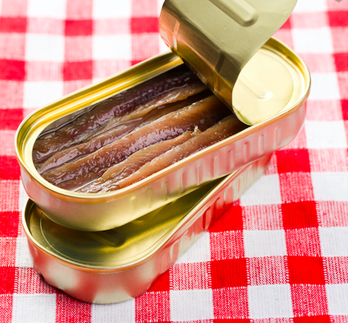 Anchovies in tins