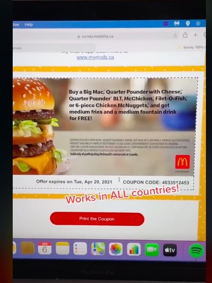 free McDonald's food