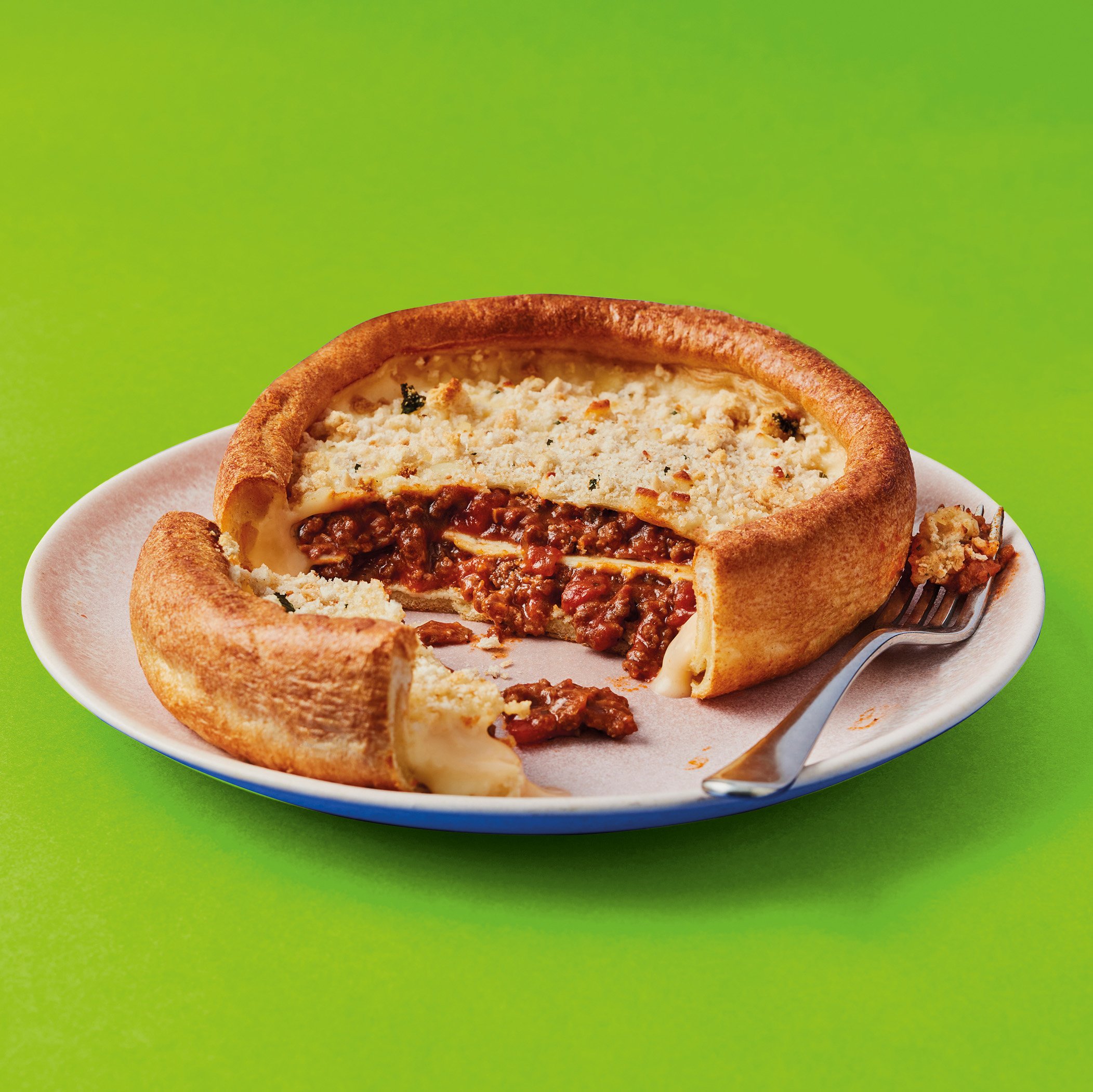 twisted lasagne filled yorkshire pudding