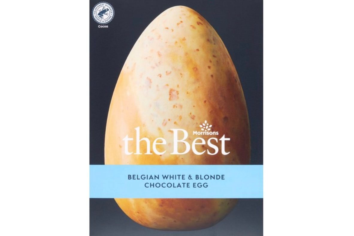 morrisons white and blonde chocolate easter egg potato