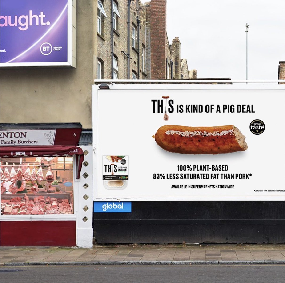 this vegan sausage advert poster butchers